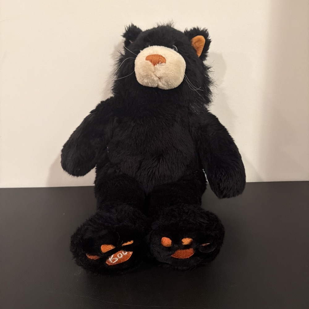 Build-A-Bear Halloween Black Cat Plush - Boo Paw - Orange Nose - Retired 16"